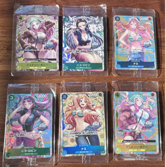ONE PIECE Card Game Asia Mini-Tin Pack Set Vol. 2 – Complete 6-Type Sealed Japanese Promo Set